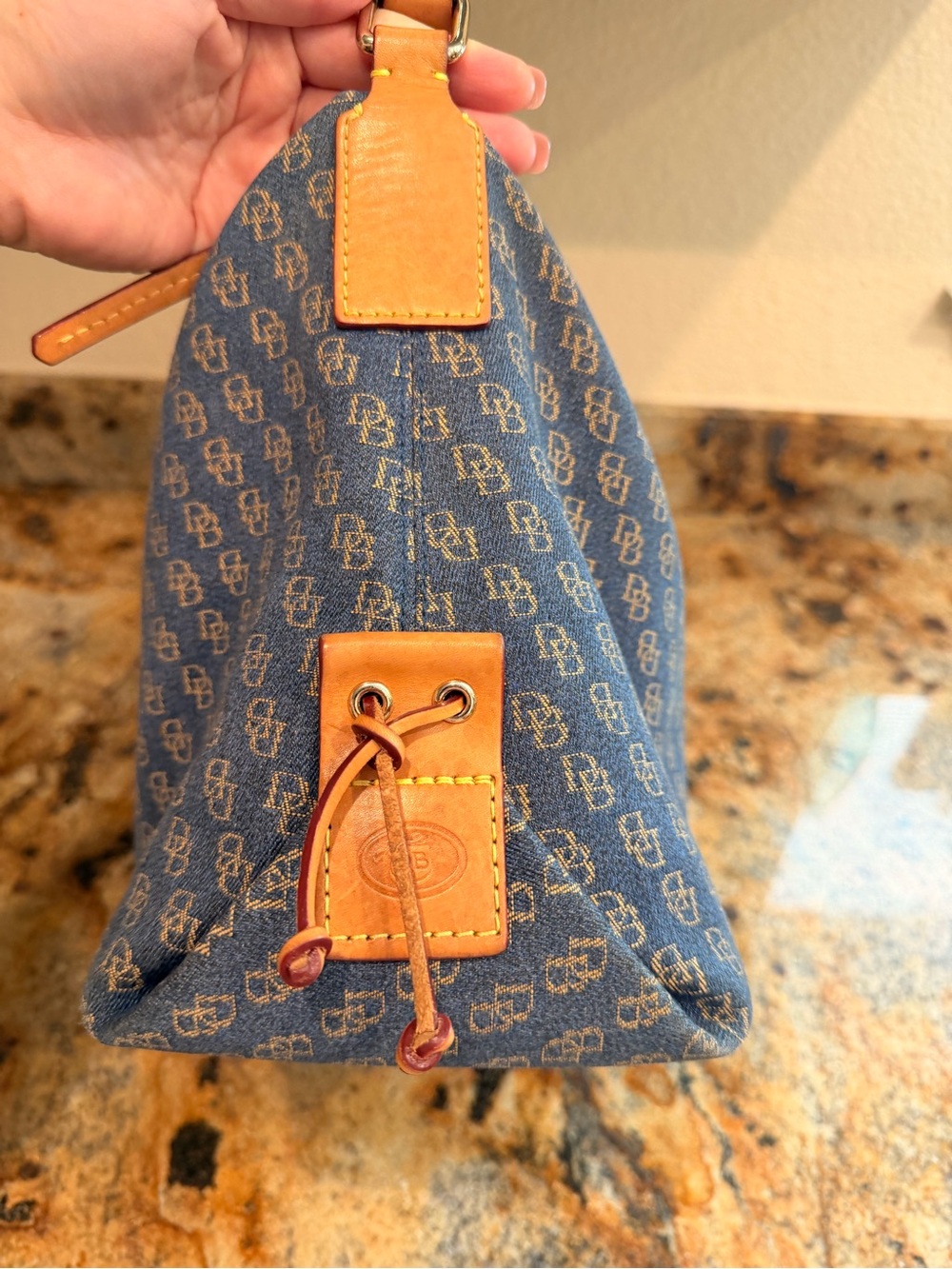 Dooney & Bourke Denim Shoulder Bag with Leather Trim - Picture 3 of 10
